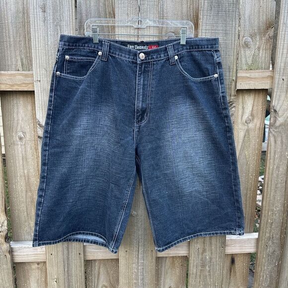 Elementz Other - Five Elementz Jean Shorts Size 40 Mens‎ Dark Denim Style Patch Y2K Vintage Vtg